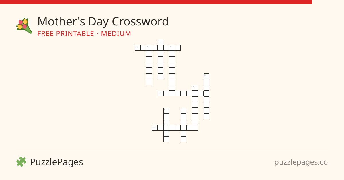 Mother's Day Medium printable crossword preview — free to print from PuzzlePages