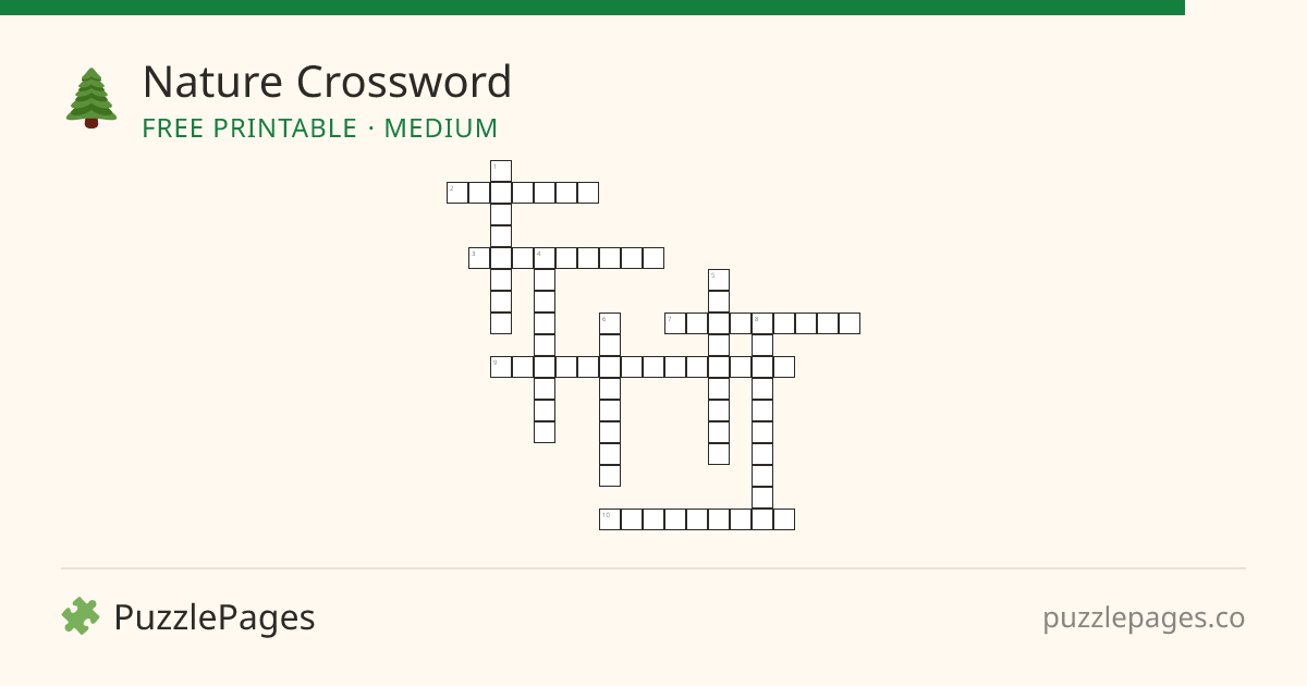 Nature Medium printable crossword preview — free to print from PuzzlePages