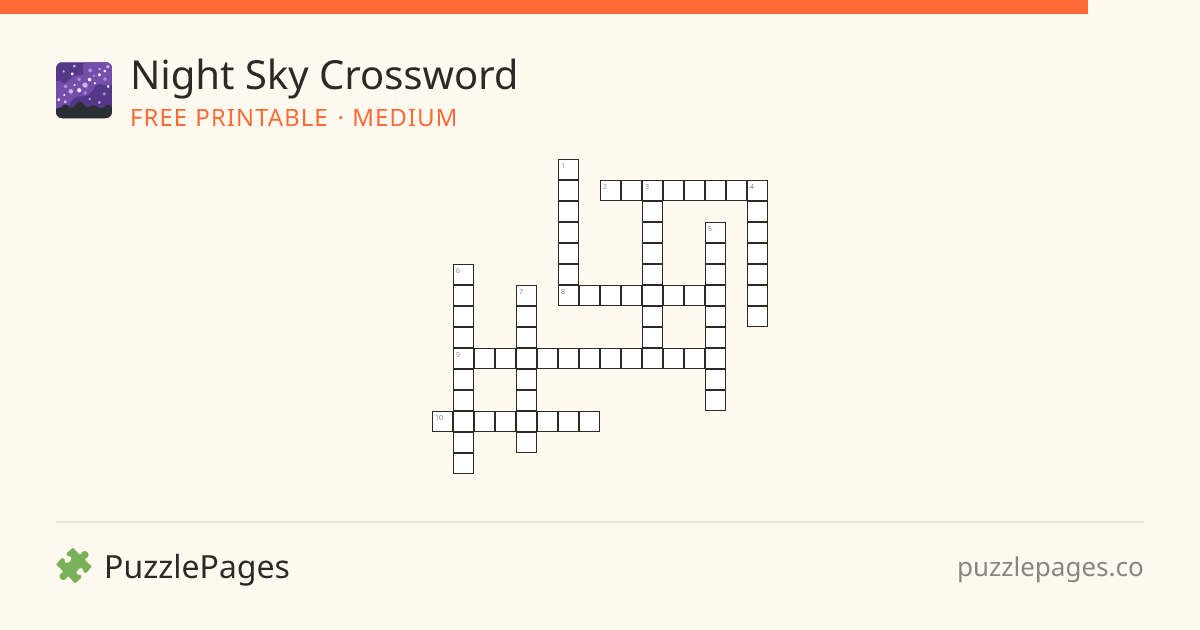 Night Sky Medium printable crossword preview — free to print from PuzzlePages