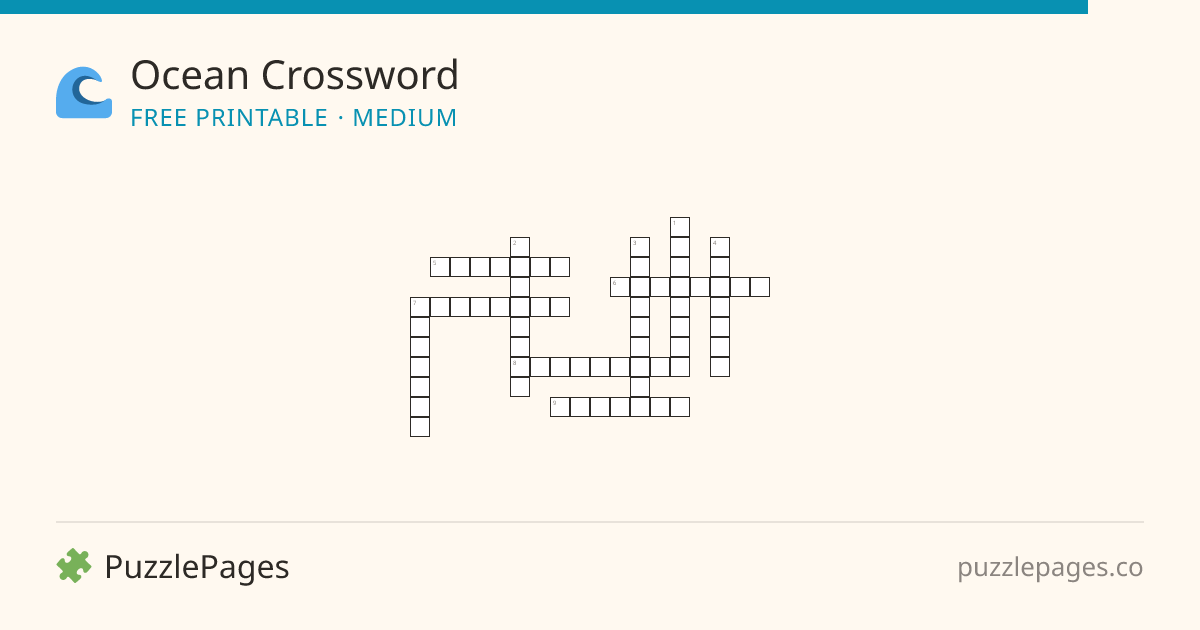 Ocean Medium printable crossword preview — free to print from PuzzlePages