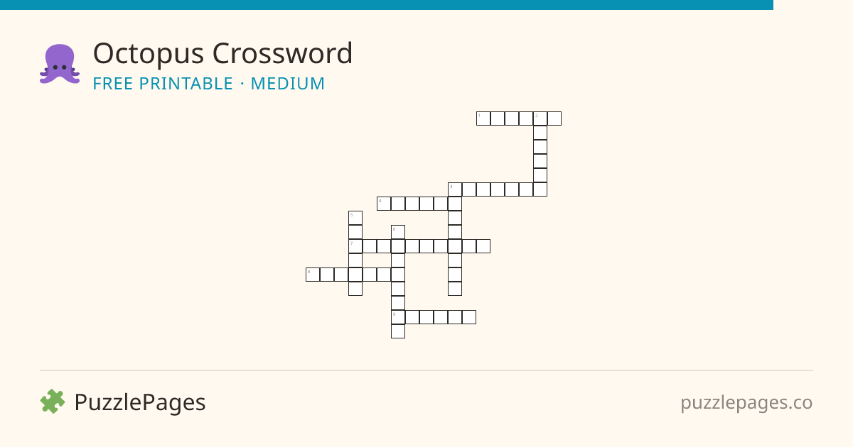 Octopus Medium printable crossword preview — free to print from PuzzlePages