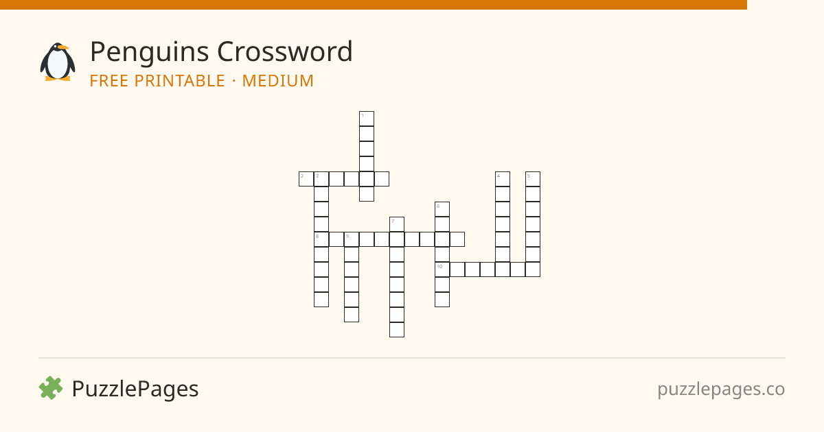 Penguins Medium printable crossword preview — free to print from PuzzlePages