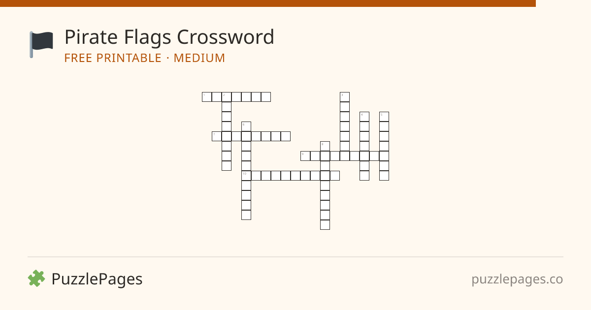 Pirate Flags Medium printable crossword preview — free to print from PuzzlePages