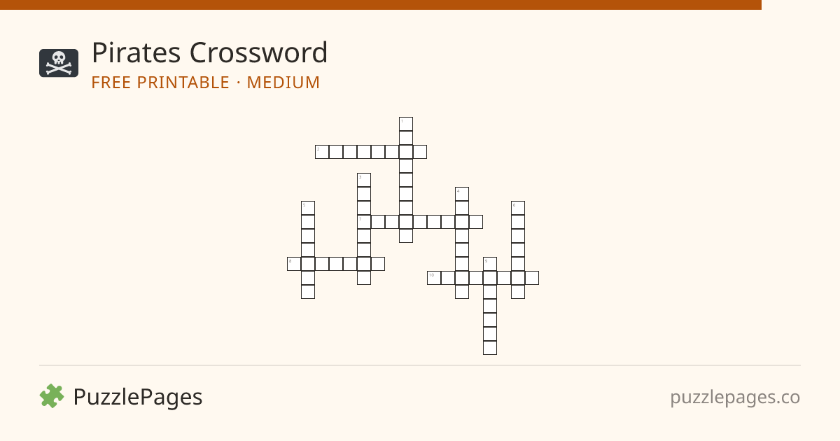Pirates Medium printable crossword preview — free to print from PuzzlePages