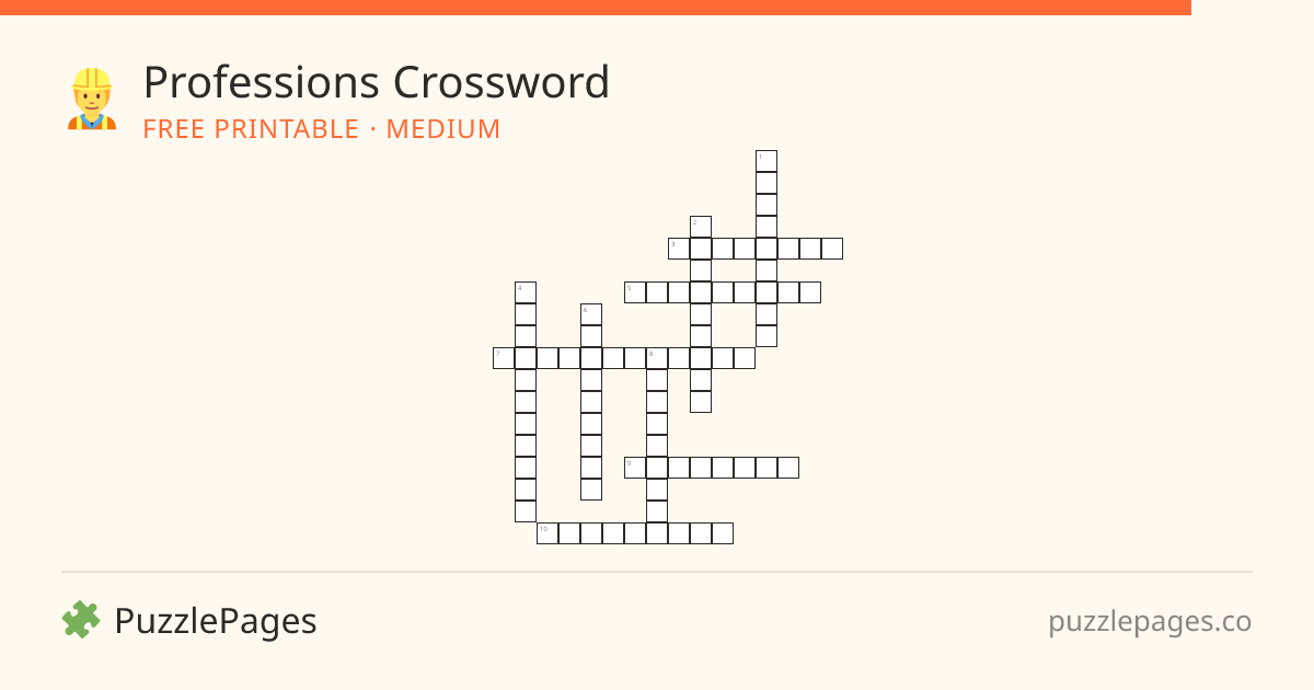 Professions Medium printable crossword preview — free to print from PuzzlePages