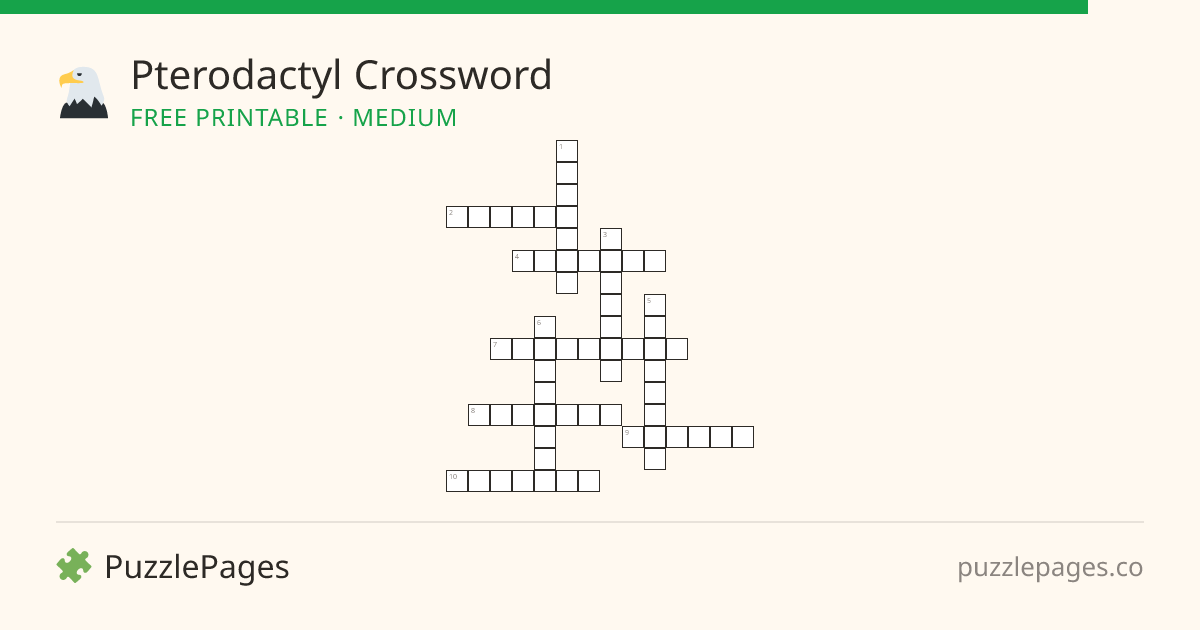 Pterodactyl Medium printable crossword preview — free to print from PuzzlePages