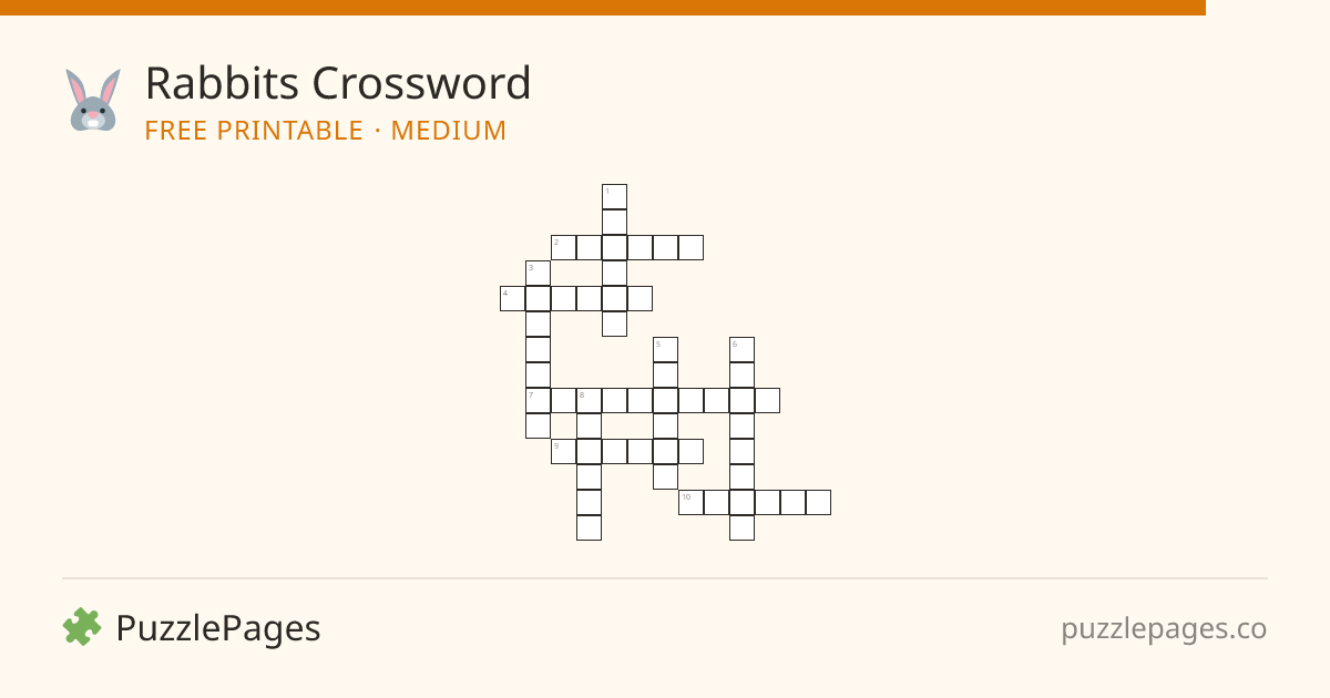 Rabbits Medium printable crossword preview — free to print from PuzzlePages