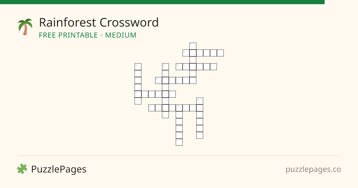 Rainforest Medium printable crossword preview — free to print from PuzzlePages