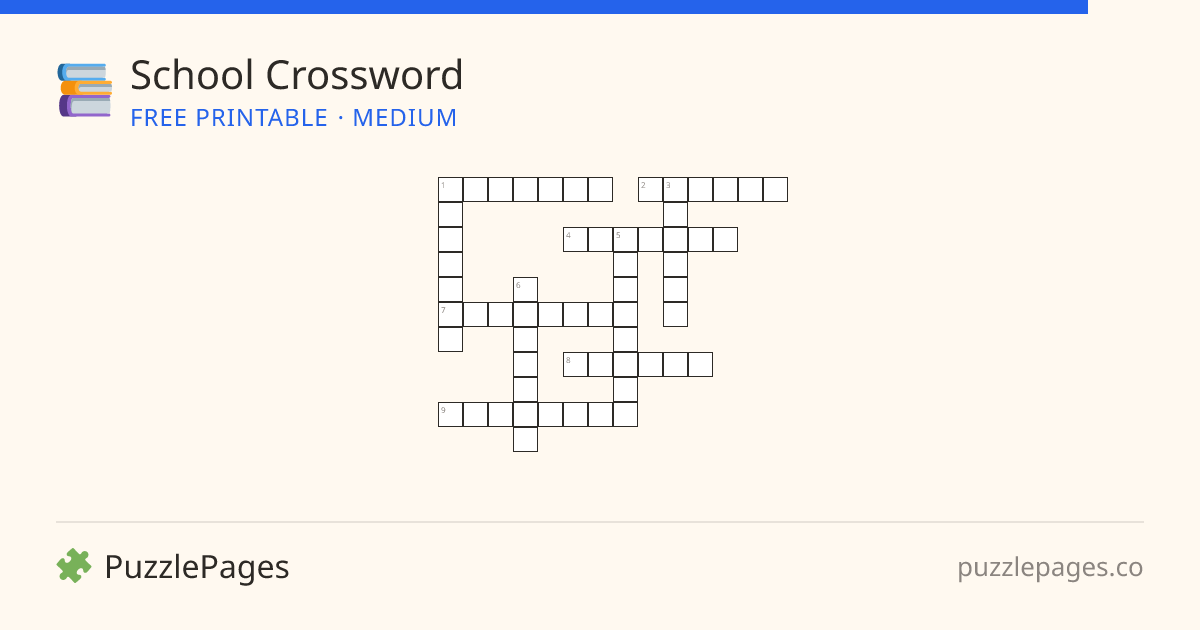 School Medium printable crossword preview — free to print from PuzzlePages