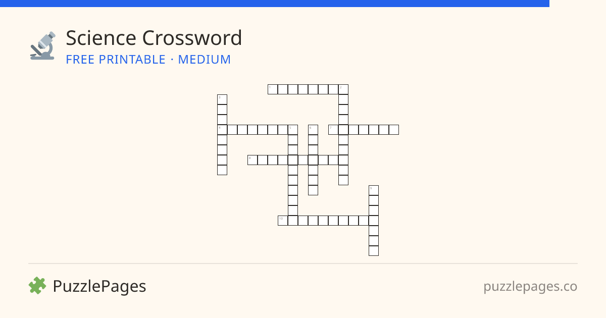 Science Medium printable crossword preview — free to print from PuzzlePages