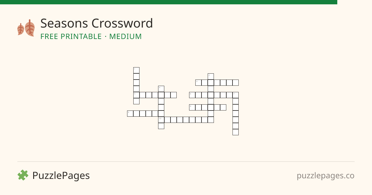 Seasons Medium printable crossword preview — free to print from PuzzlePages