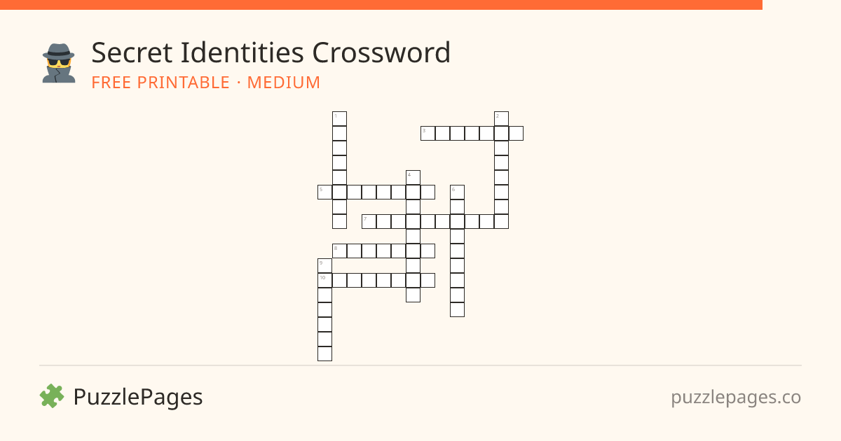 Secret Identities Medium printable crossword preview — free to print from PuzzlePages