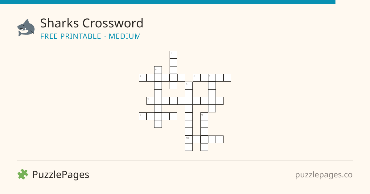 Sharks Medium printable crossword preview — free to print from PuzzlePages