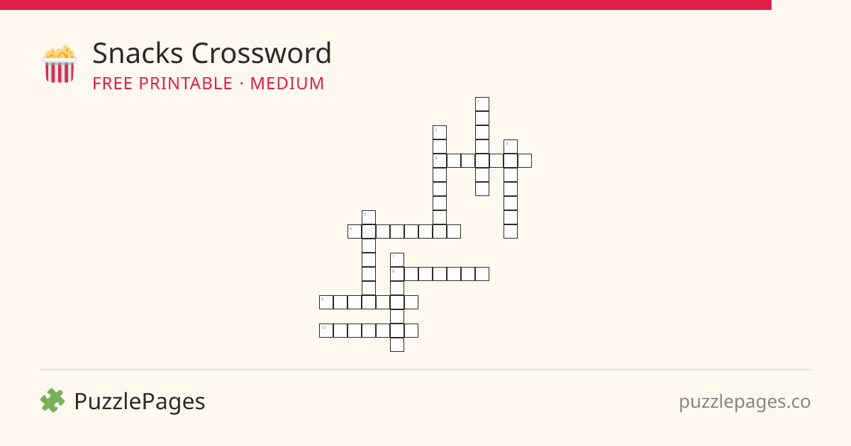 Snacks Medium printable crossword preview — free to print from PuzzlePages