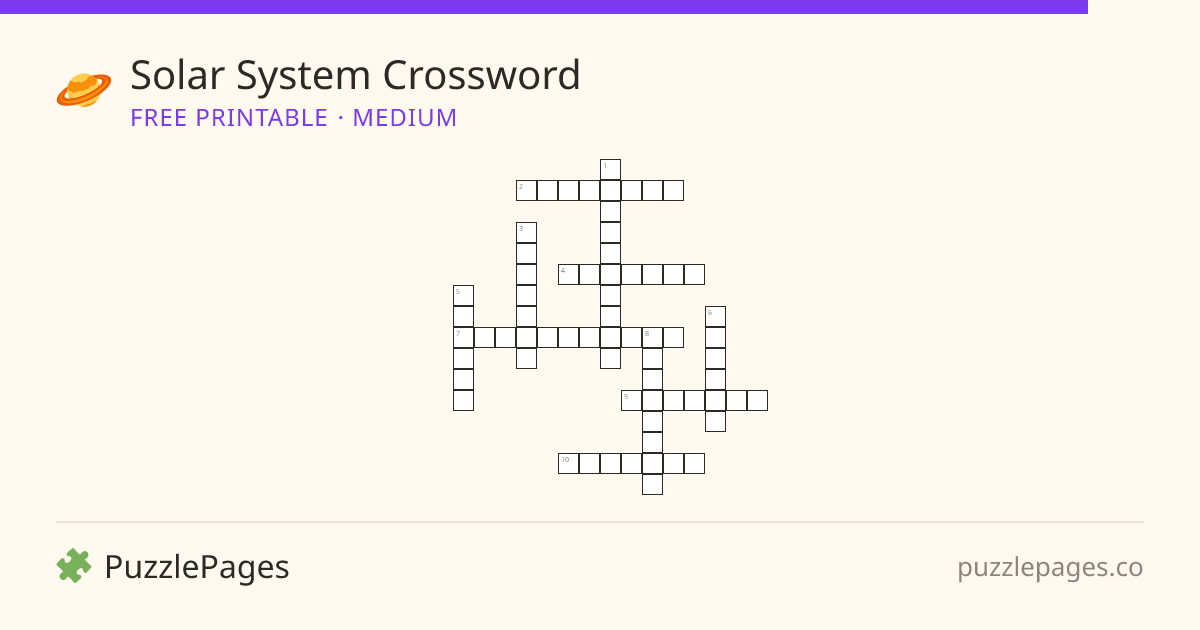 Solar System Medium printable crossword preview — free to print from PuzzlePages
