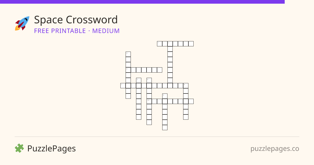 Space Medium printable crossword preview — free to print from PuzzlePages