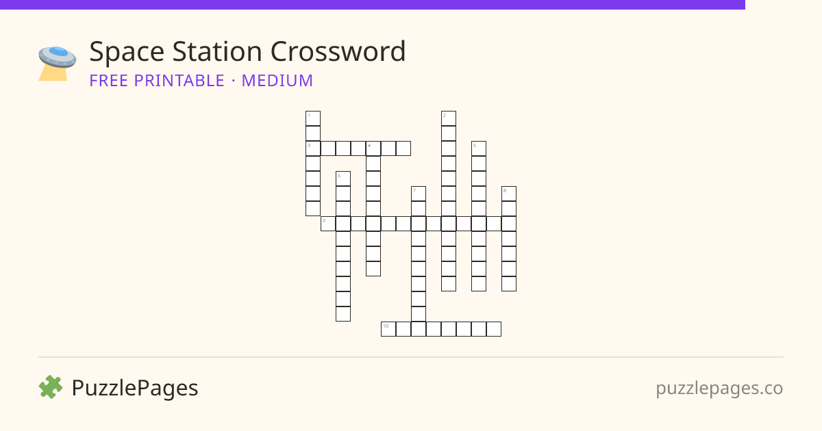 Space Station Medium printable crossword preview — free to print from PuzzlePages