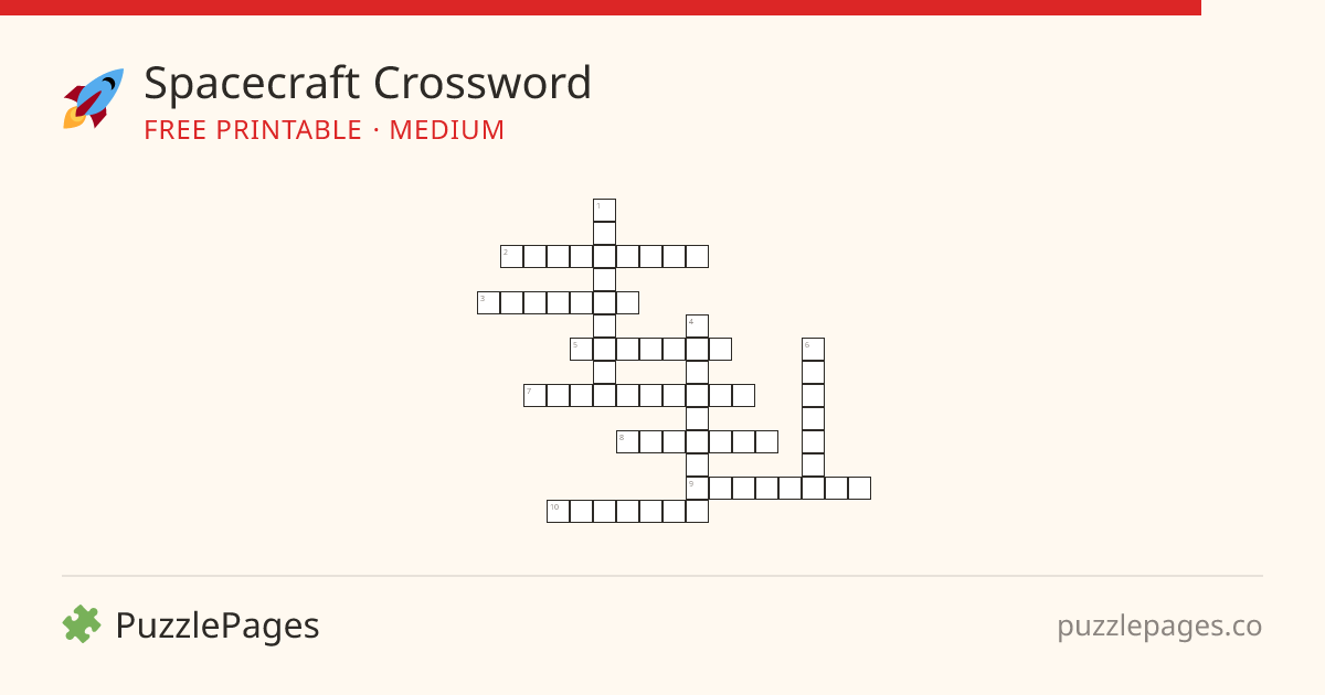 Spacecraft Medium printable crossword preview — free to print from PuzzlePages