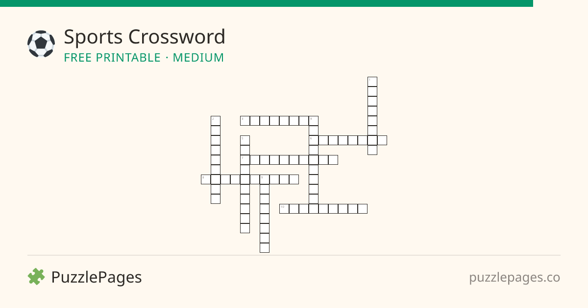 Sports Medium printable crossword preview — free to print from PuzzlePages