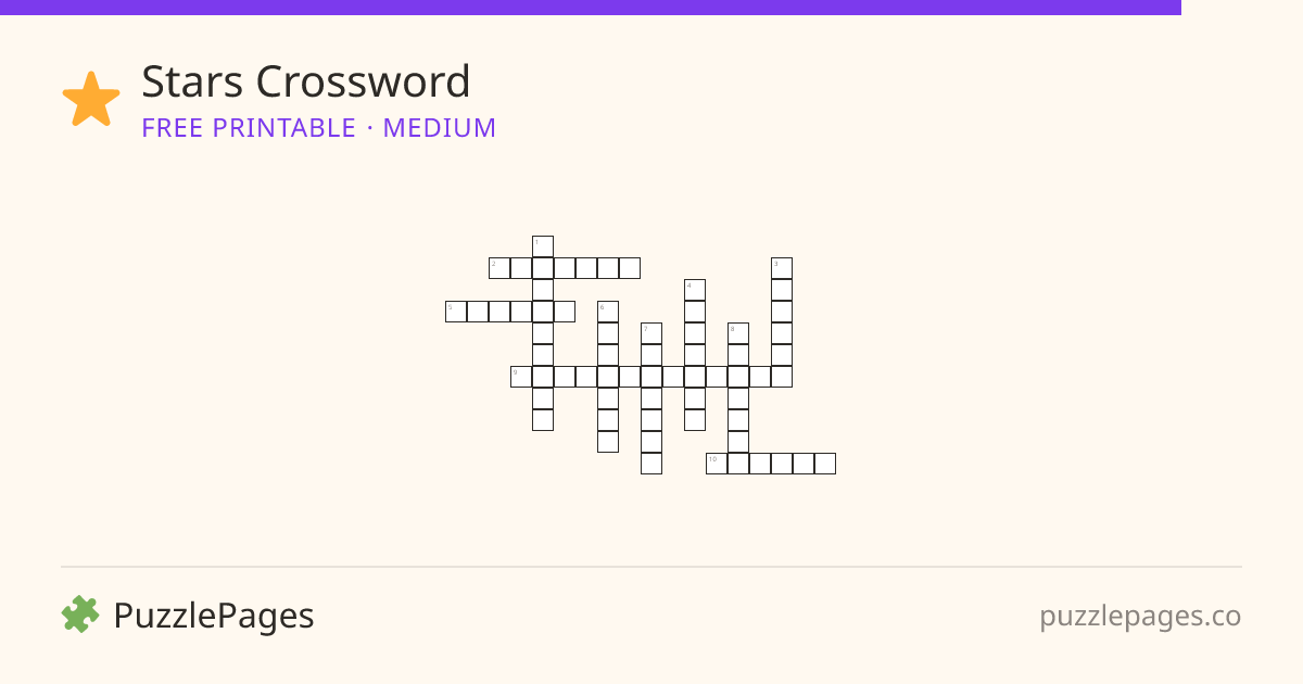 Stars Medium printable crossword preview — free to print from PuzzlePages