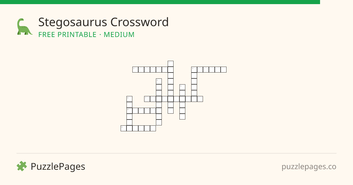 Stegosaurus Medium printable crossword preview — free to print from PuzzlePages