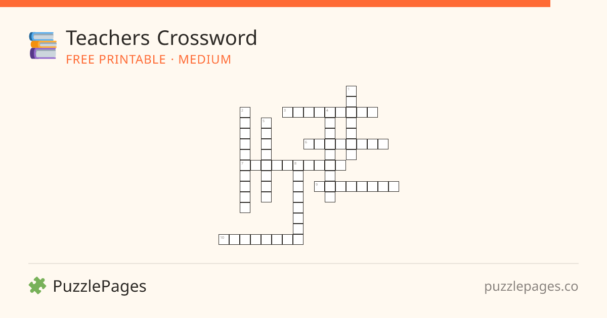Teachers Medium printable crossword preview — free to print from PuzzlePages