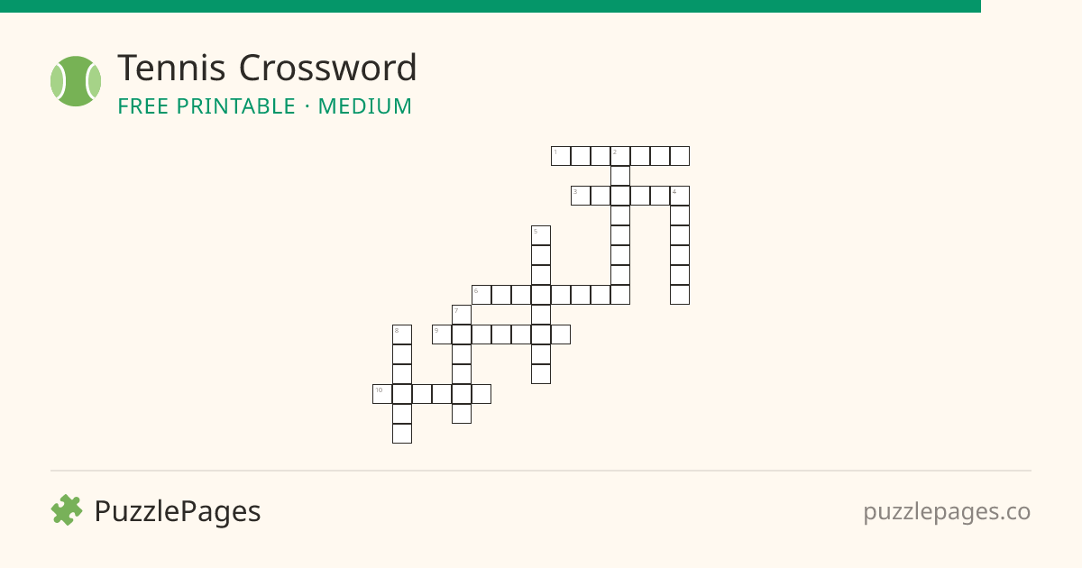Tennis Medium printable crossword preview — free to print from PuzzlePages