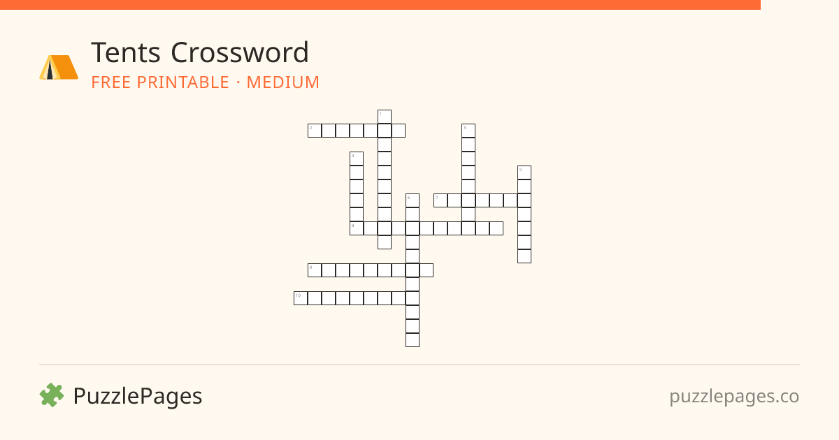 Tents Medium printable crossword preview — free to print from PuzzlePages