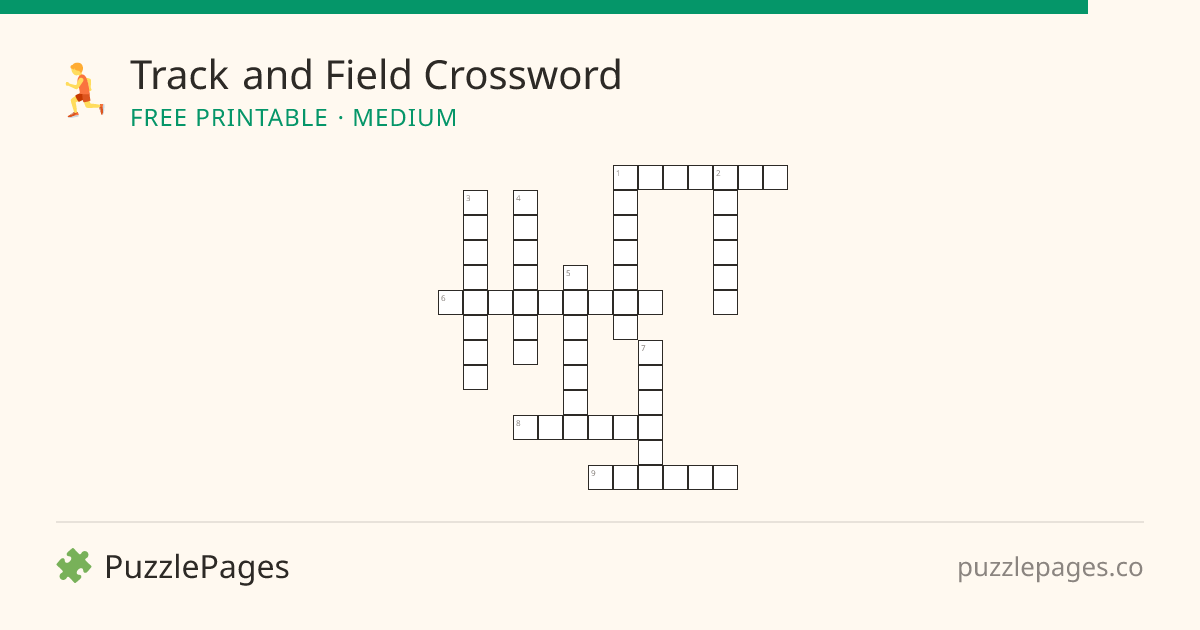 Track and Field Medium printable crossword preview — free to print from PuzzlePages