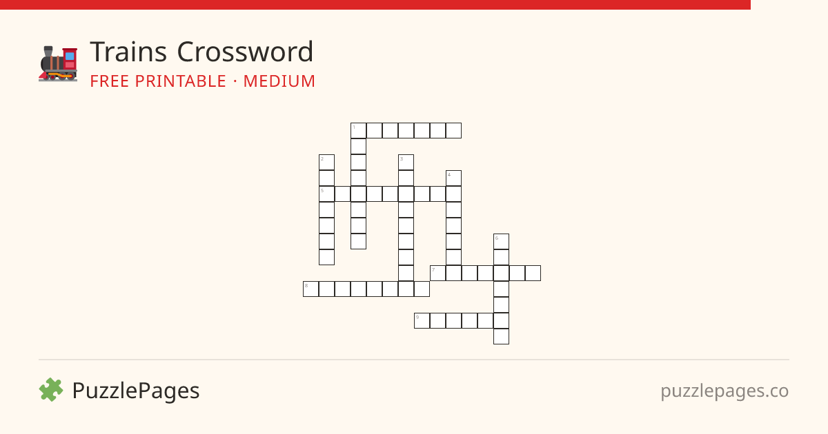 Trains Medium printable crossword preview — free to print from PuzzlePages