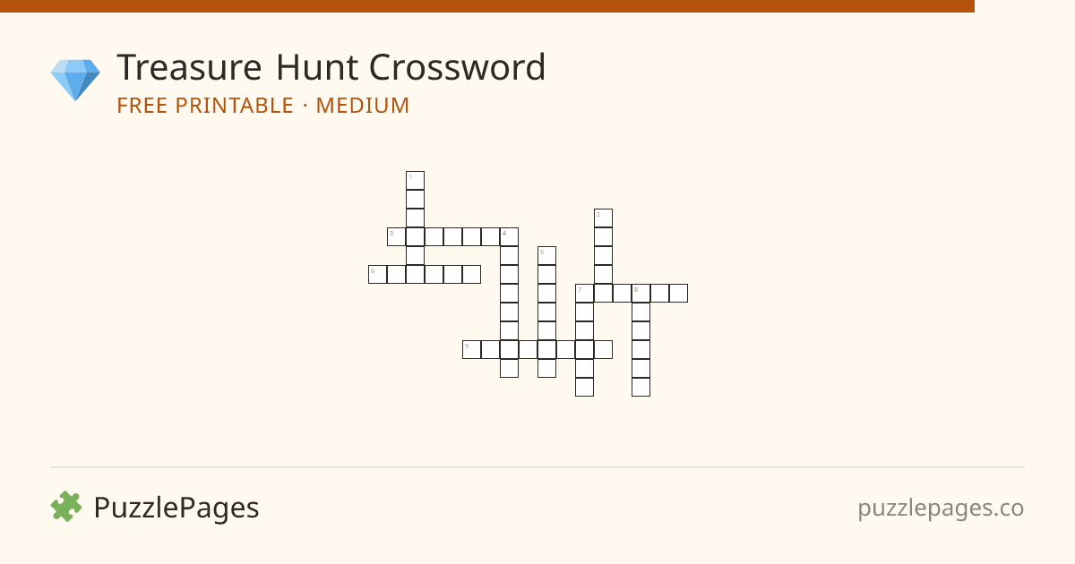 Treasure Hunt Medium printable crossword preview — free to print from PuzzlePages