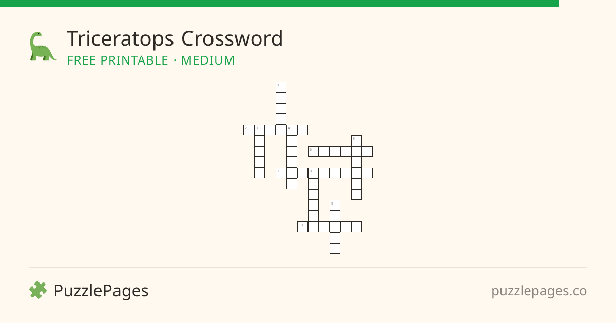 Triceratops Medium printable crossword preview — free to print from PuzzlePages