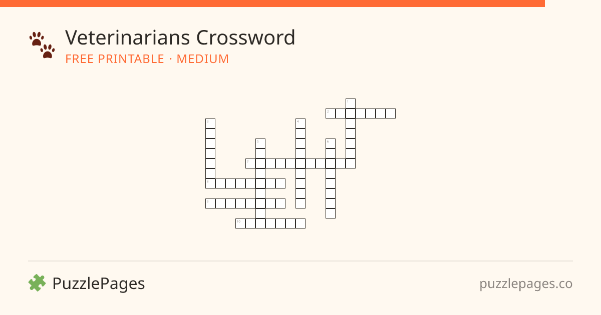 Veterinarians Medium printable crossword preview — free to print from PuzzlePages