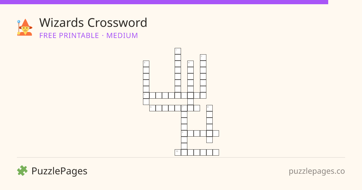 Wizards Medium printable crossword preview — free to print from PuzzlePages