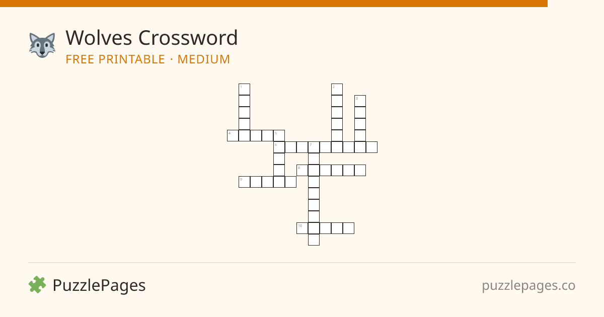 Wolves Medium printable crossword preview — free to print from PuzzlePages